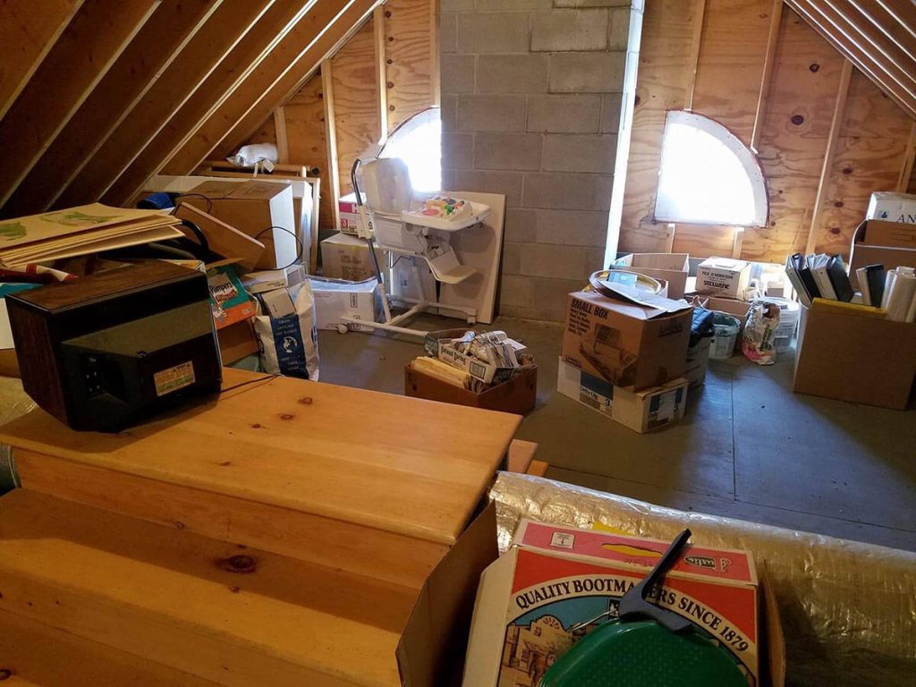 An attic filled with unnecessary things